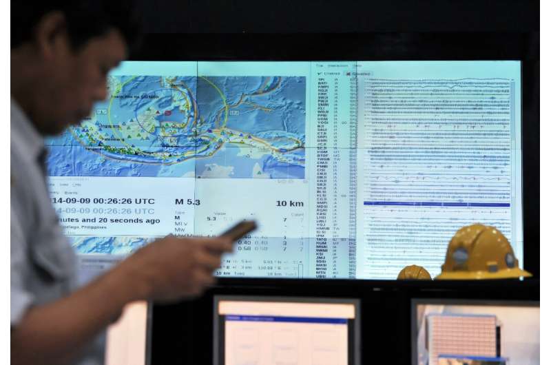 An Indonesian official checks his phone for an SMS earthquake and tsunami warning alert during an Indian Ocean-wide tsunami exercise to test readiness in case of a massive earthquake and tsunami alert. An Indonesian official checks his phone for an SMS earthquake and tsunami warning alert during an Indian Ocean-wide tsunami exercise to test readiness in case of a massive earthquake and tsunami alert